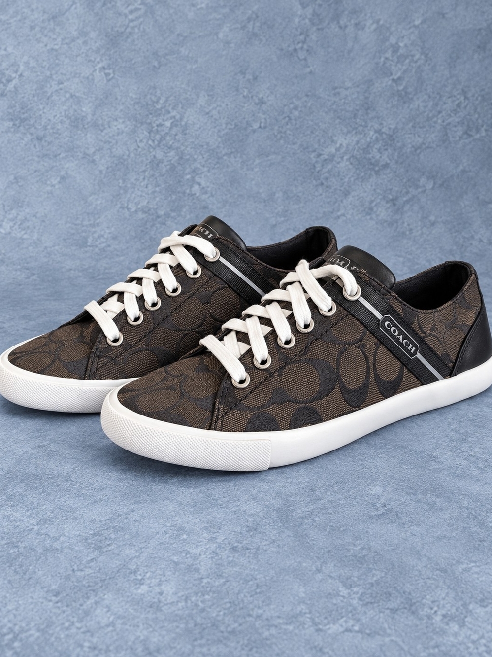 🔥COACH "Lesley" Women's Brown Signature C Print Low-Top Sneakers SZ 8